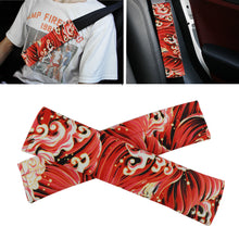 Load image into Gallery viewer, Brand New Universal 2PCS SAKURA Red Wave Fabric Soft Cotton Seat Belt Cover Shoulder Pads