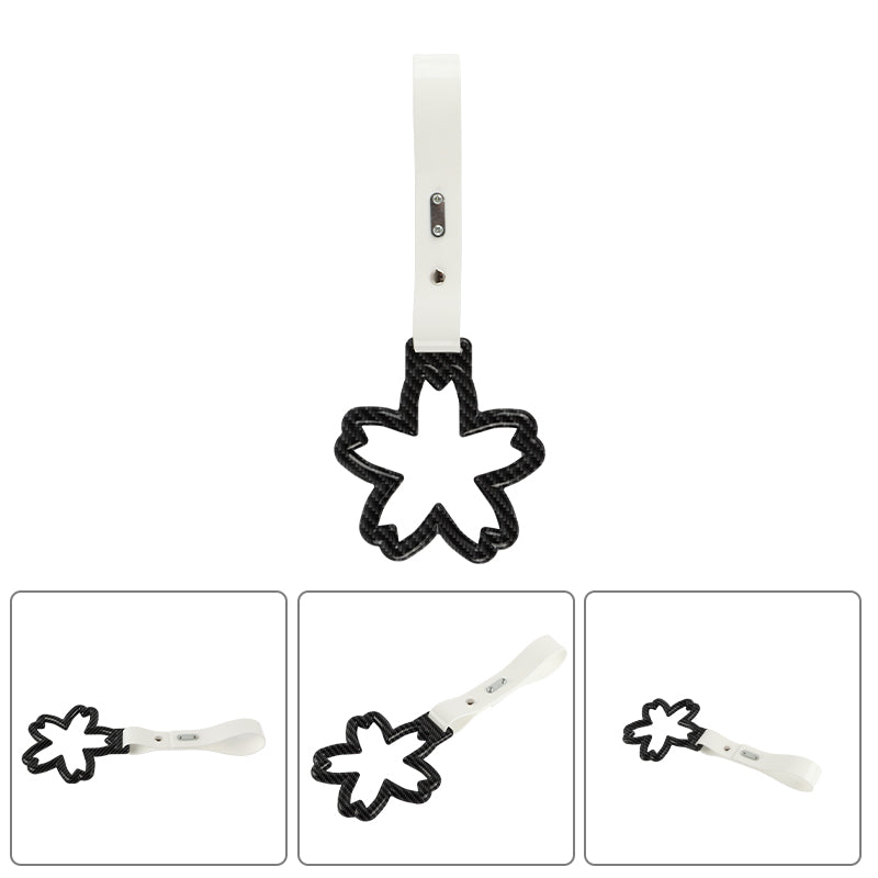 Brand New Flower Carbon Fiber JDM TSURIKAWA Ring Subway Train Bus White Handle Strap Charm Drift