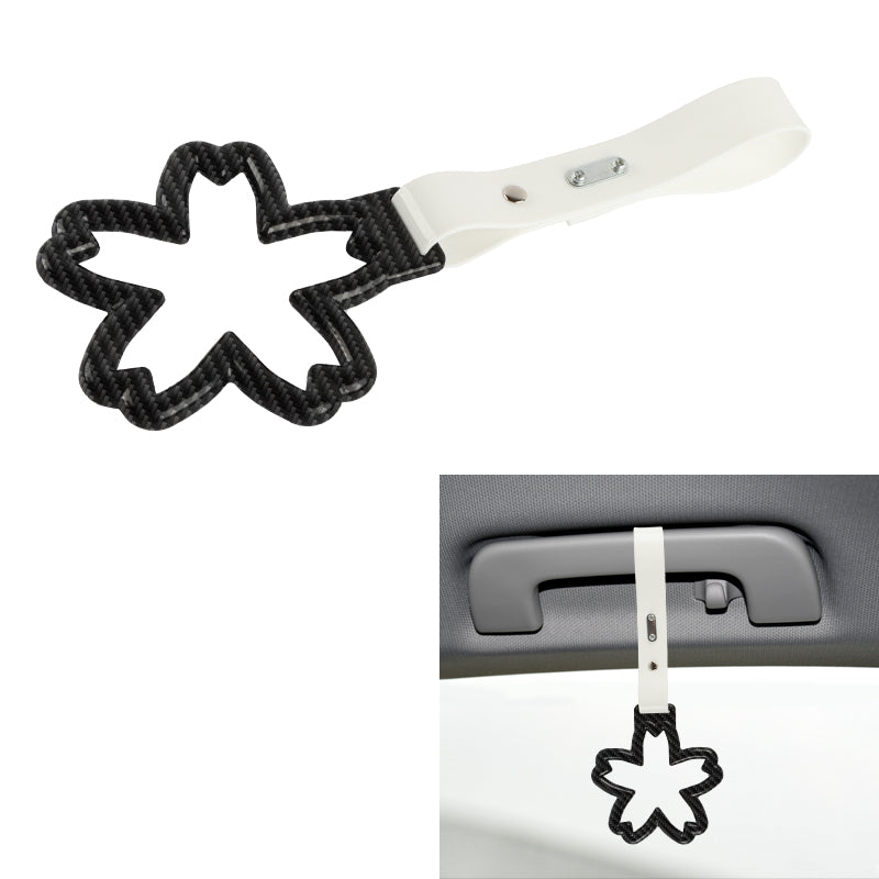 Brand New Flower Carbon Fiber JDM TSURIKAWA Ring Subway Train Bus White Handle Strap Charm Drift