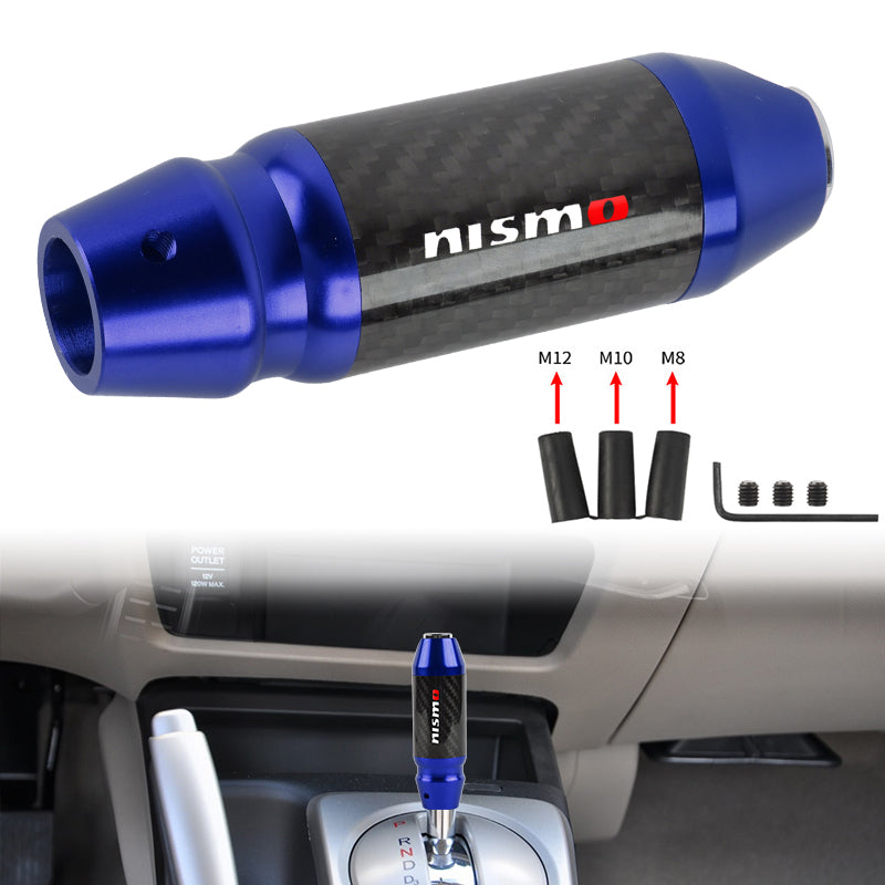 Brand New Nismo Universal Real Carbon Fiber Blue Aluminum Automatic Transmission Racing Gear Shift Knob