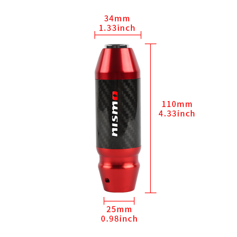 Brand New Nismo Universal Real Carbon Fiber Red Aluminum Automatic Transmission Racing Gear Shift Knob