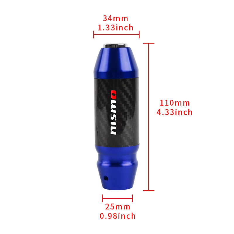 Brand New Nismo Universal Real Carbon Fiber Blue Aluminum Automatic Transmission Racing Gear Shift Knob