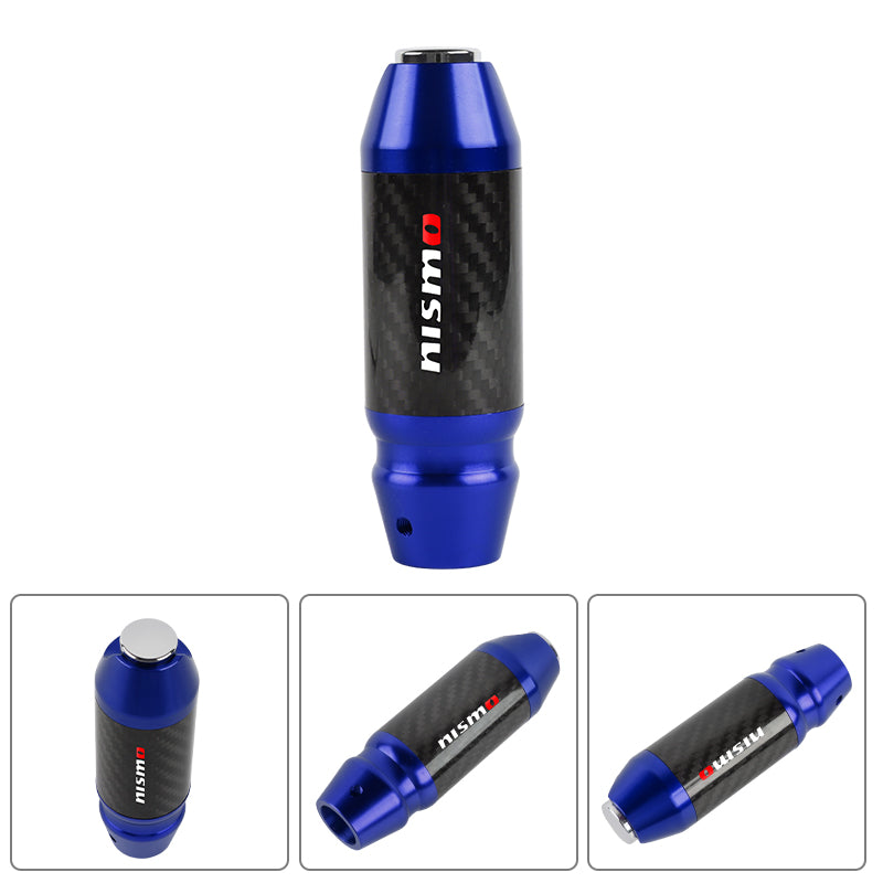 Brand New Nismo Universal Real Carbon Fiber Blue Aluminum Automatic Transmission Racing Gear Shift Knob