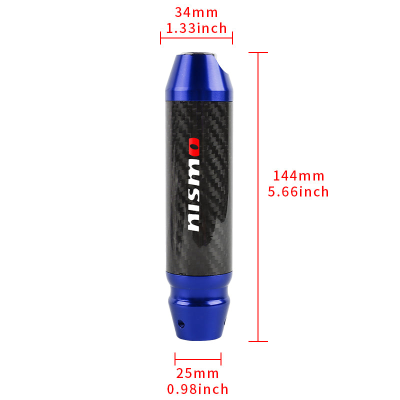 Brand New Nismo Universal Real Carbon Fiber Blue Aluminum Automatic Transmission Racing Gear Shift Knob