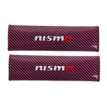 Load image into Gallery viewer, Brand New Universal 2PCS NISMO Hot Pink Carbon Fiber Look Car Seat Belt Covers Shoulder Pad