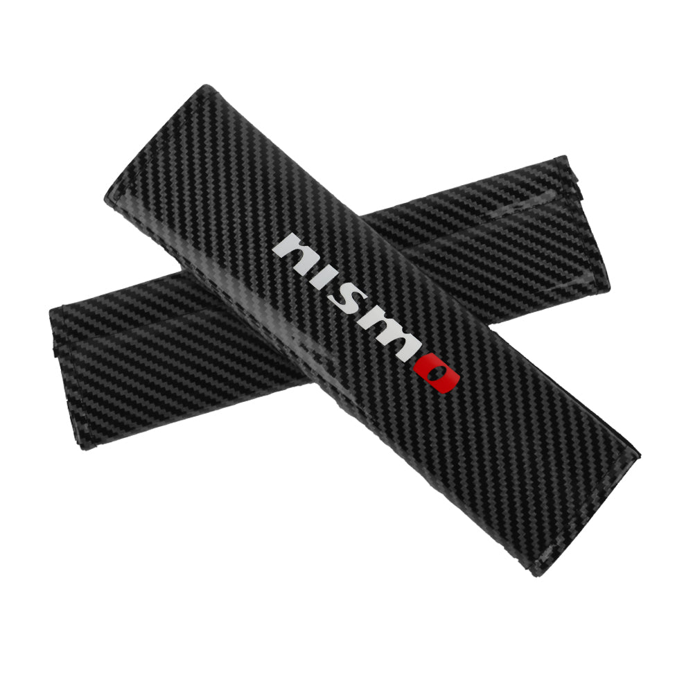 Brand New Universal 2PCS Nismo Black Carbon Fiber Look Car Seat Belt Covers Shoulder Pad