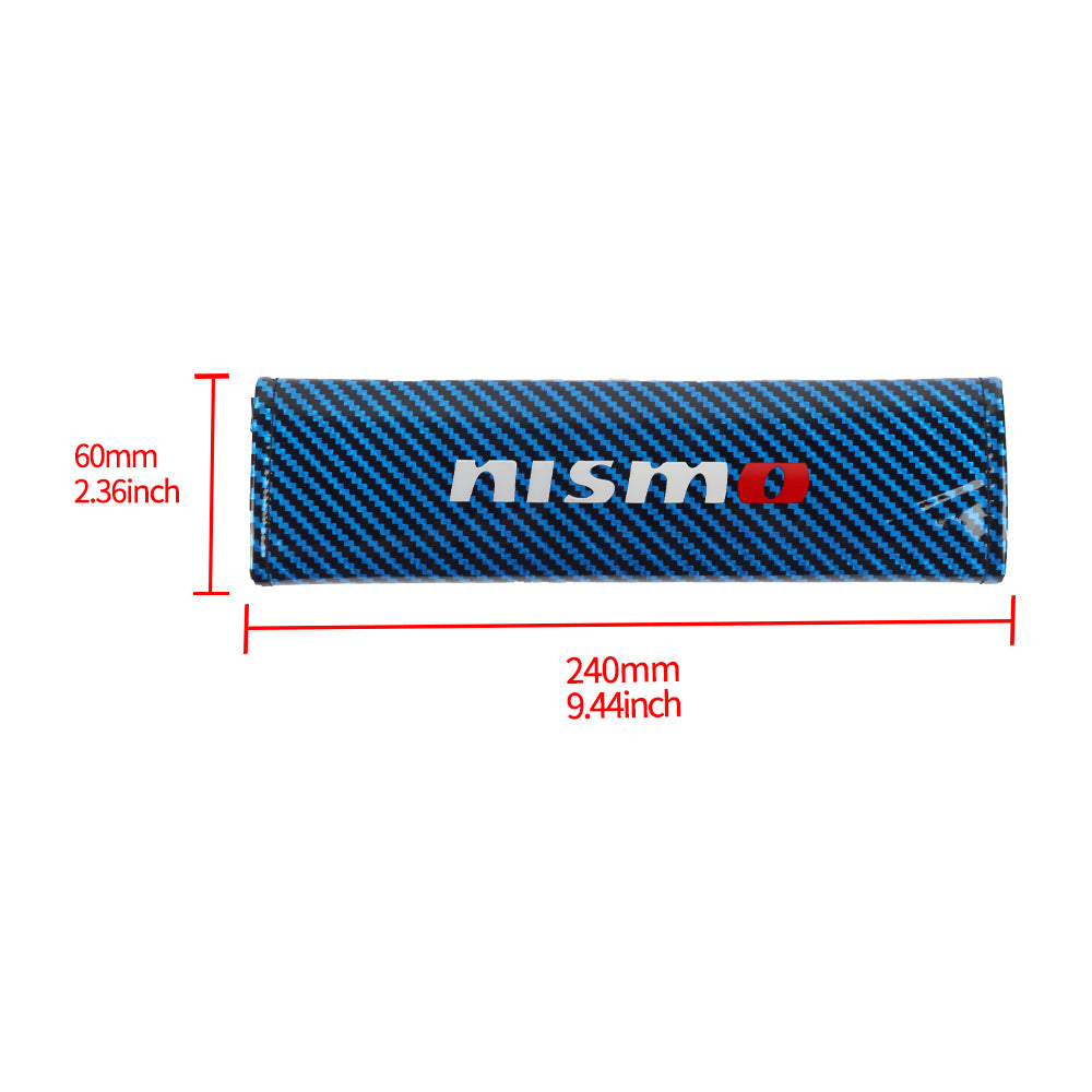 Brand New Universal 2PCS Nismo Blue Carbon Fiber Look Car Seat Belt Covers Shoulder Pad