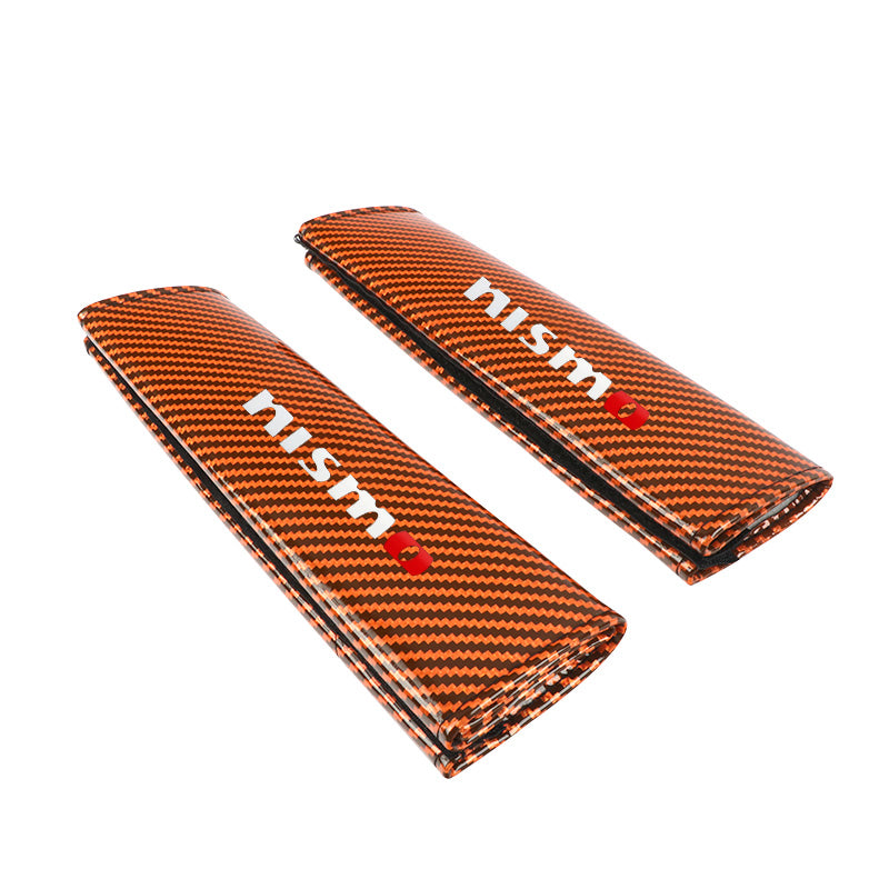 Brand New Universal 2PCS Nismo Orange Carbon Fiber Look Car Seat Belt Covers Shoulder Pad