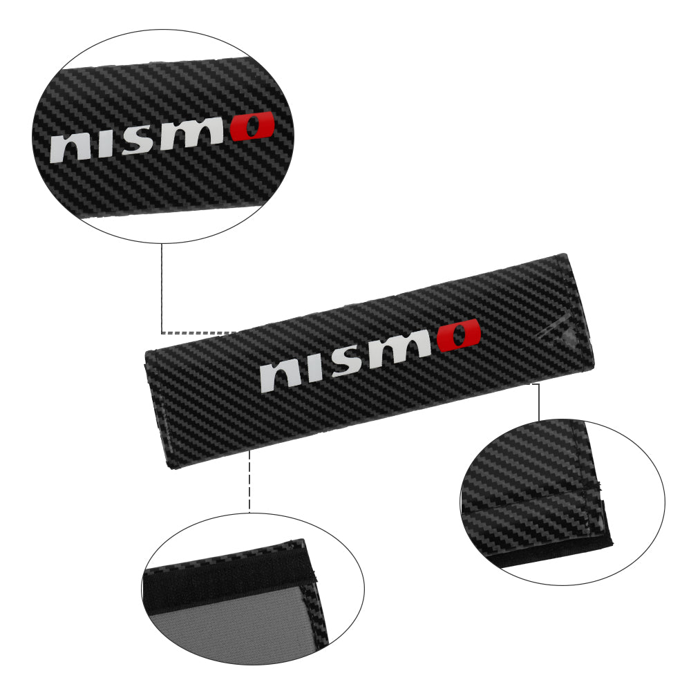 Brand New Universal 2PCS Nismo Black Carbon Fiber Look Car Seat Belt Covers Shoulder Pad