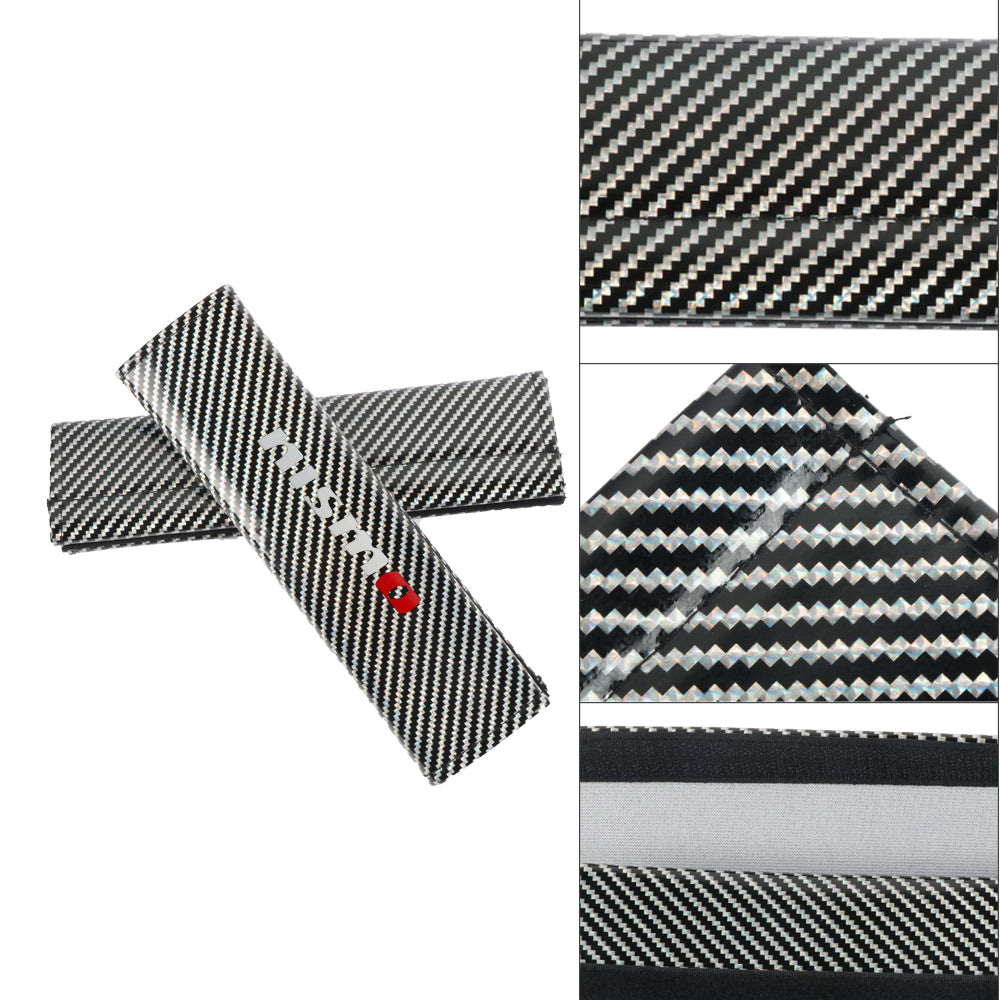 Brand New Universal 2PCS Nismo Silver Carbon Fiber Look Car Seat Belt Covers Shoulder Pad