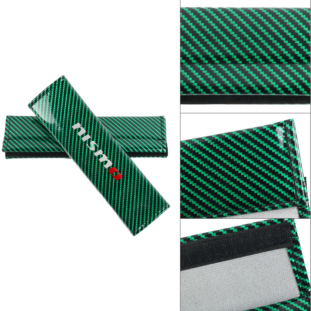 Brand New Universal 2PCS Nismo Green Carbon Fiber Look Car Seat Belt Covers Shoulder Pad