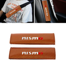 Load image into Gallery viewer, Brand New Universal 2PCS Nismo Orange Carbon Fiber Look Car Seat Belt Covers Shoulder Pad