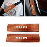 Brand New Universal 2PCS Nismo Orange Carbon Fiber Look Car Seat Belt Covers Shoulder Pad