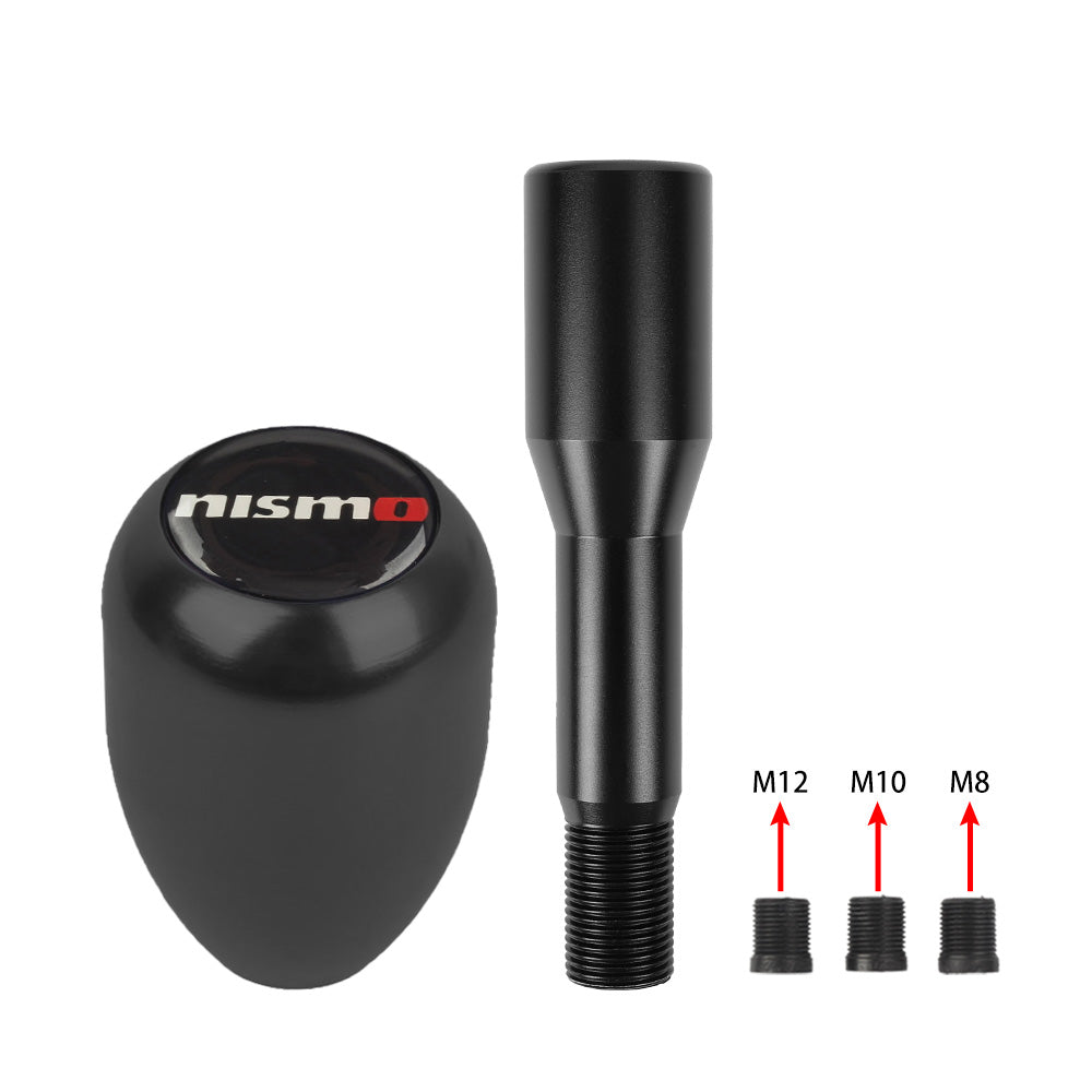 Brand New Universal Black Sticker Nismo Aluminum Manual Gear Stick Black Shift Knob M8 M10 M12 & Black Shifter Extender Extension