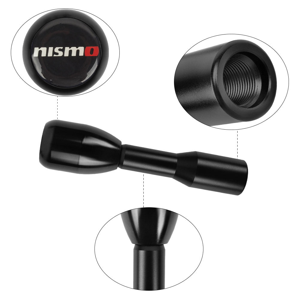 Brand New Universal Black Sticker Nismo Aluminum Manual Gear Stick Black Shift Knob M8 M10 M12 & Black Shifter Extender Extension