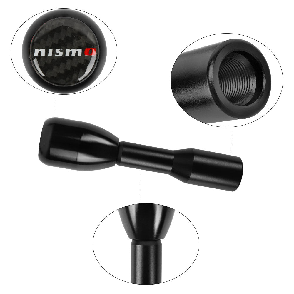 Brand New Universal Real Carbon Fiber Sticker Nismo Aluminum Manual Gear Stick Black Shift Knob M8 M10 M12 & Black Shifter Extender Extension