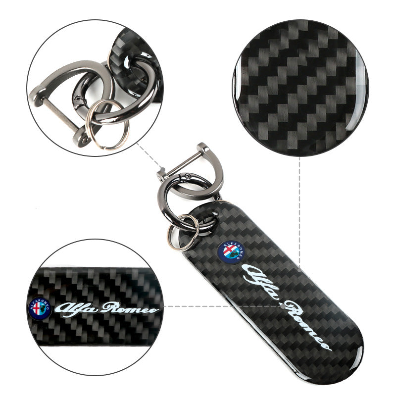 Brand New Universal 100% Real Carbon Fiber Keychain Key Ring For ALFA ROMEO