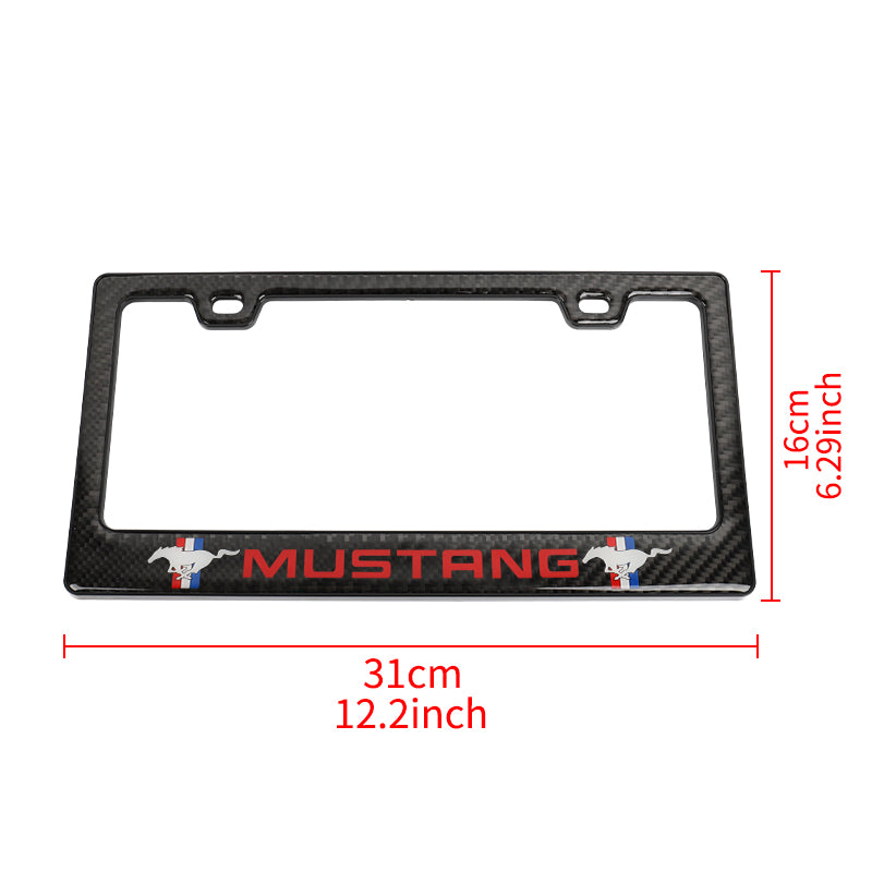 Brand New Universal 100% Real Carbon Fiber Ford Mustang License Plate Frame - 1PCS