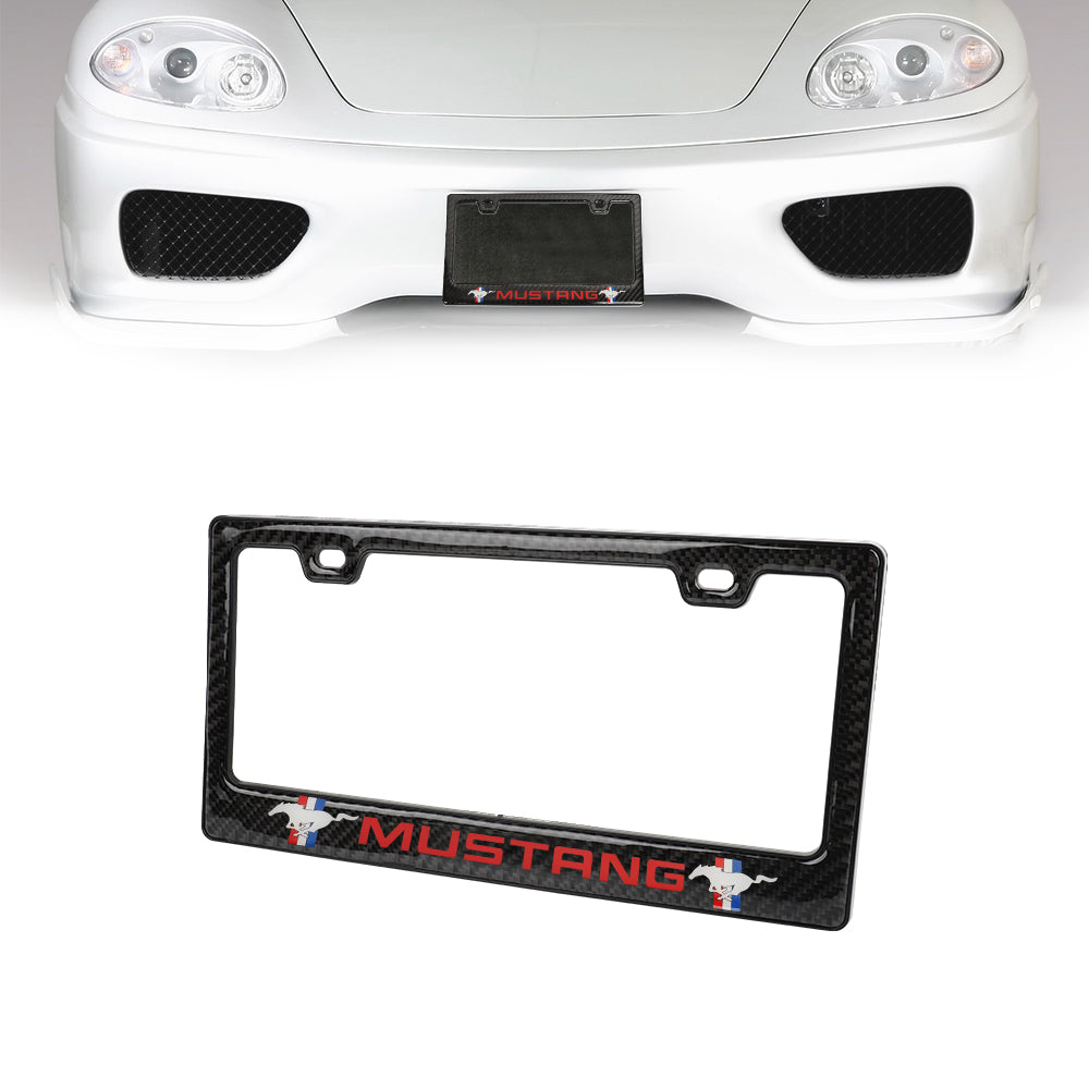 Brand New Universal 100% Real Carbon Fiber Ford Mustang License Plate Frame - 1PCS