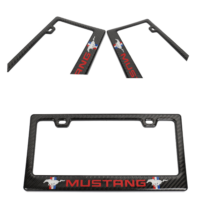 Brand New Universal 100% Real Carbon Fiber Ford Mustang License Plate Frame - 1PCS