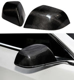 Brand New Real Carbon Fiber Car Side Mirror Add On Cover Caps For 2017-2023 Tesla Model 3