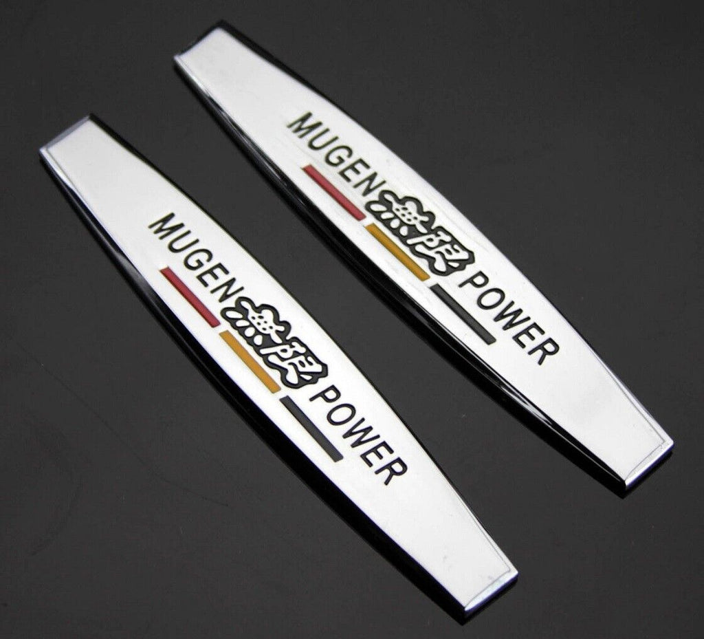 BRAND NEW UNIVERSAL 2PCS MUGEN POWER 3D METAL EMBLEM BADGE STICKER