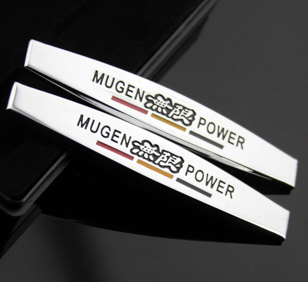 BRAND NEW UNIVERSAL 2PCS MUGEN POWER 3D METAL EMBLEM BADGE STICKER