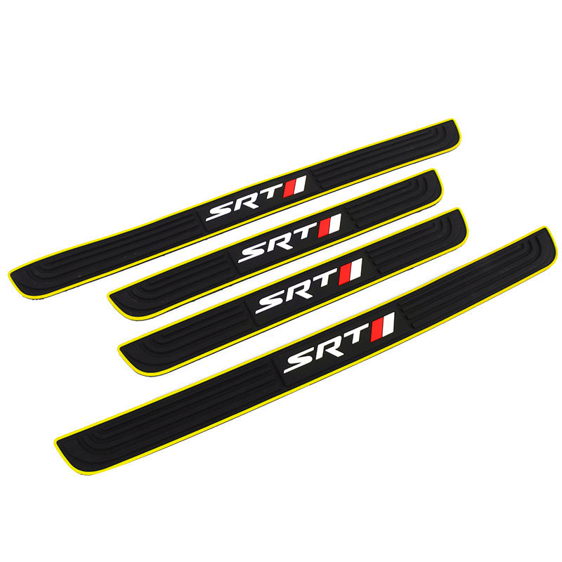 Brand New 4PCS Universal DODGE SRT Yellow Rubber Car Door Scuff Sill Cover Panel Step Protector