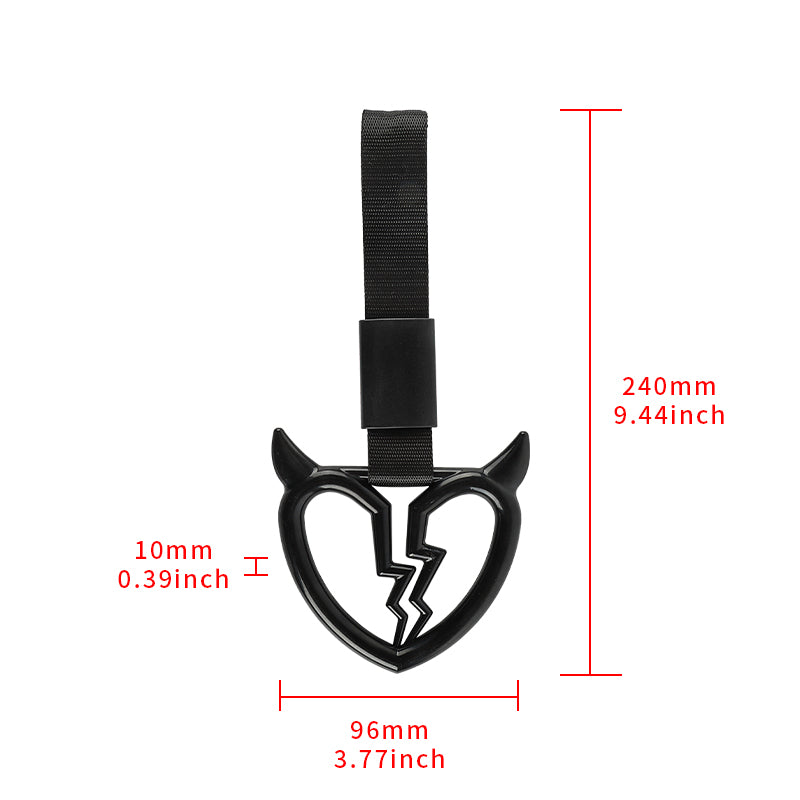 Brand New Devil Demon Broken Heart Black JDM TSURIKAWA Ring Subway Train Bus Handle Strap Charm Drift