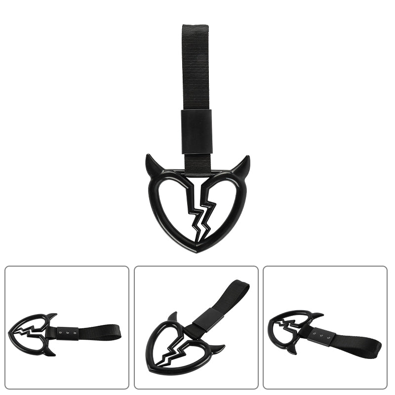 Brand New Devil Demon Broken Heart Black JDM TSURIKAWA Ring Subway Train Bus Handle Strap Charm Drift