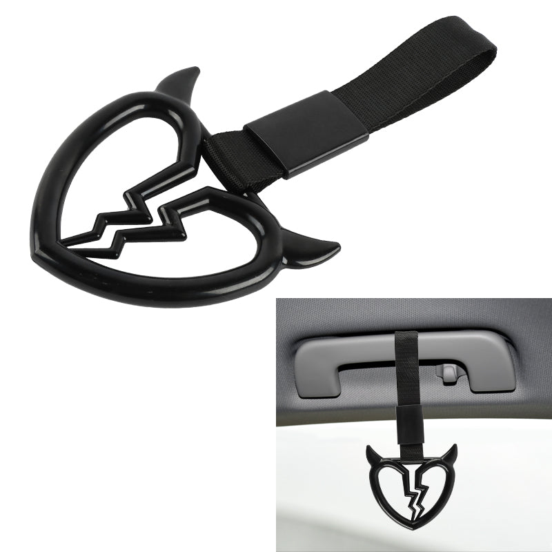 Brand New Devil Demon Broken Heart Black JDM TSURIKAWA Ring Subway Train Bus Handle Strap Charm Drift