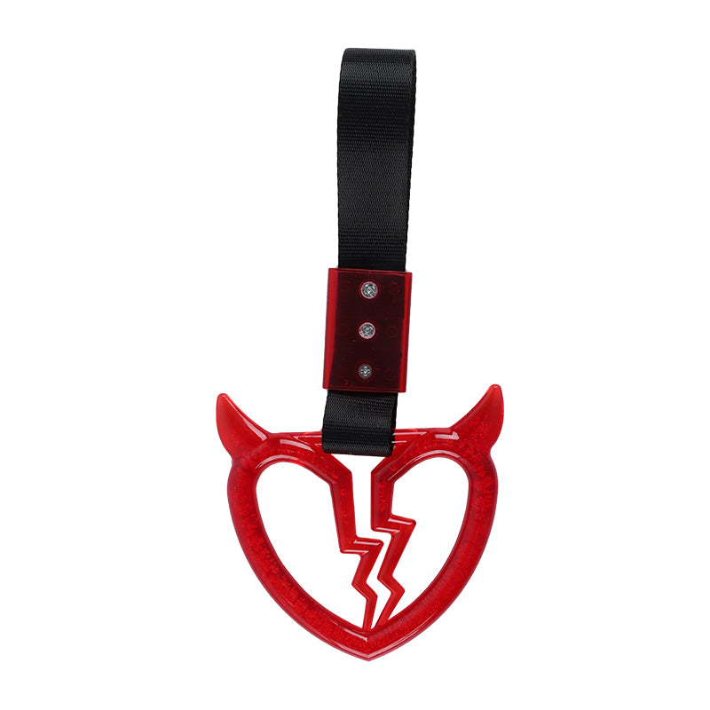 Brand New Crystal Bubble Devil Broken Heart Shaped Red JDM TSURIKAWA Subway Bus Black Handle Strap Charm Drift