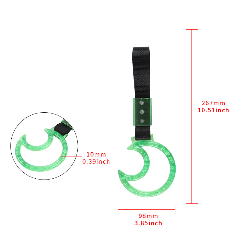 Brand New Crystal Bubble Moon Shaped Green JDM TSURIKAWA Subway Bus Black Handle Strap Charm Drift