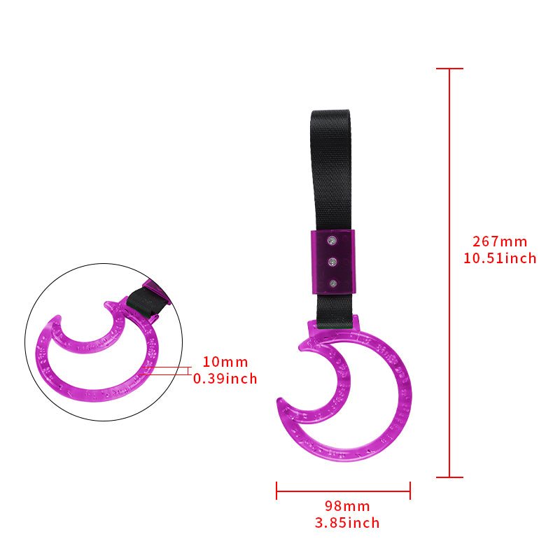 Brand New Crystal Bubble Moon Shaped Purple JDM TSURIKAWA Subway Bus Black Handle Strap Charm Drift