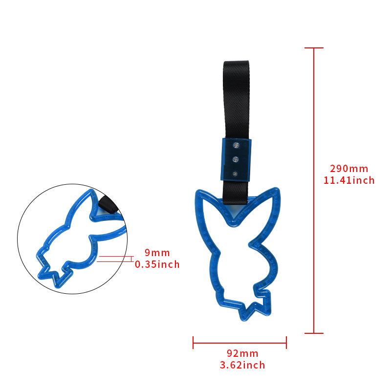 Brand New Crystal Bubble Playboy Bunny Shaped Blue JDM TSURIKAWA Subway Bus Black Handle Strap Charm Drift