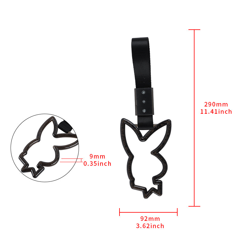 Brand New Crystal Bubble Playboy Bunny Shaped Black JDM TSURIKAWA Subway Bus Black Handle Strap Charm Drift