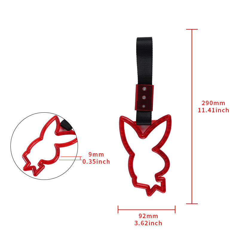 Brand New Crystal Bubble Playboy Bunny Shaped Red JDM TSURIKAWA Subway Bus Black Handle Strap Charm Drift