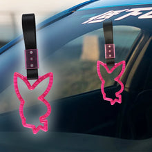 Load image into Gallery viewer, Brand New Crystal Bubble Playboy Bunny Shaped Pink JDM TSURIKAWA Subway Bus Black Handle Strap Charm Drift