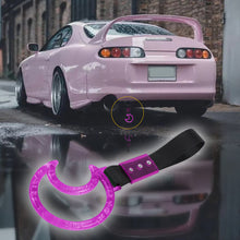 Load image into Gallery viewer, Brand New Crystal Bubble Moon Shaped Purple JDM TSURIKAWA Subway Bus Black Handle Strap Charm Drift