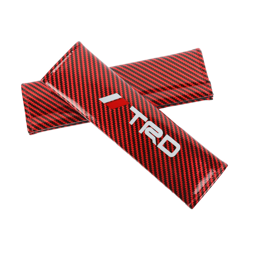 Brand New Universal 2PCS TRD Red Carbon Fiber Look Car Seat Belt Covers Shoulder Pad