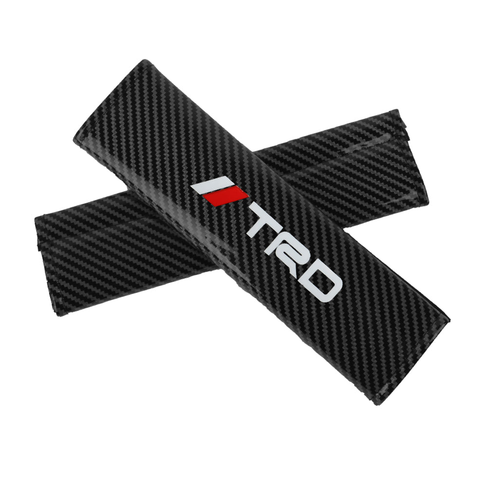 Brand New Universal 2PCS TRD Black Carbon Fiber Look Car Seat Belt Covers Shoulder Pad