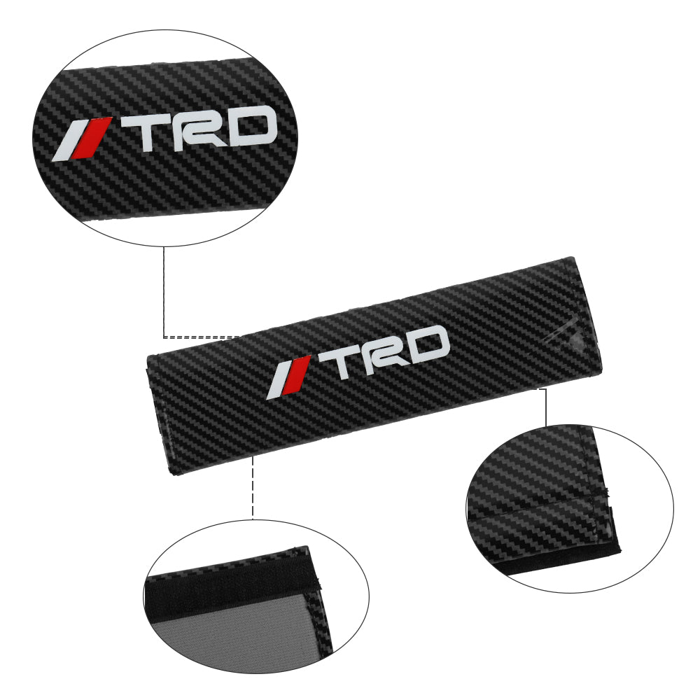 Brand New Universal 2PCS TRD Black Carbon Fiber Look Car Seat Belt Covers Shoulder Pad