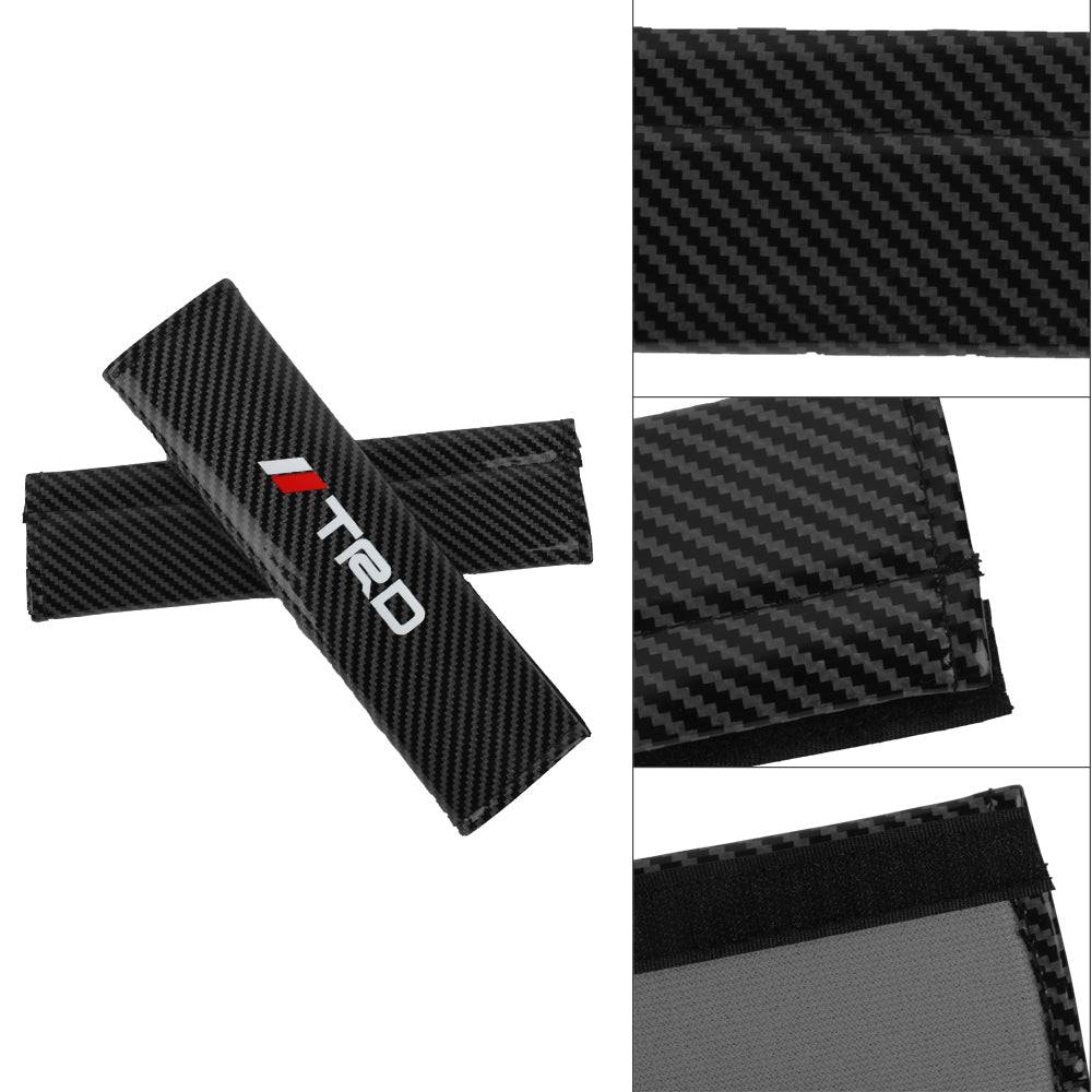 Brand New Universal 2PCS TRD Black Carbon Fiber Look Car Seat Belt Covers Shoulder Pad