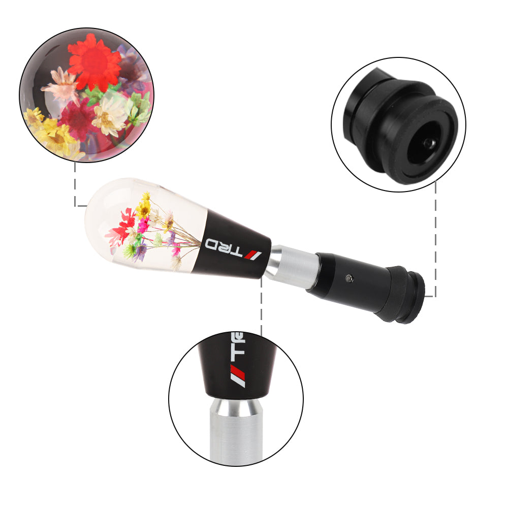 Brand New Universal JDM TRD Black Crystal Real Flowers Head Automatic Car Gear Shift Knob shifter