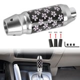 Brand New Universal Sakura Flowers Real Carbon Fiber Silver Aluminum Automatic Transmission Racing Gear Shift Knob