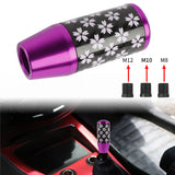 Brand New 9CM Universal Sakura Flower Purple Carbon Fiber Manual Gear Stick Shift Knob Lever Shifter M12 M10 M8