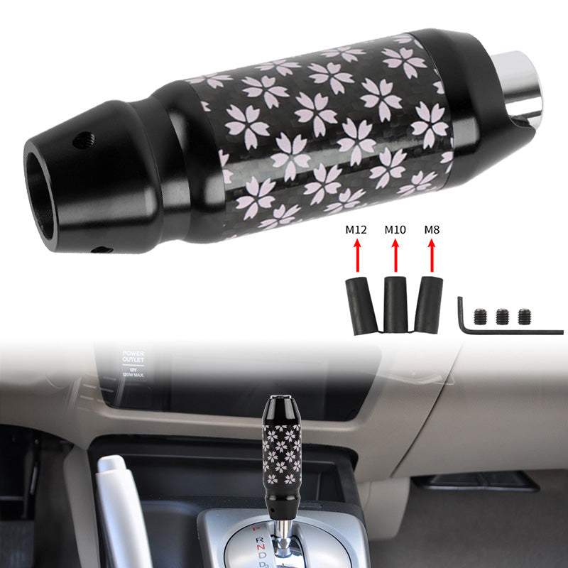 Brand New Universal Sakura Flower Real Carbon Fiber Black Aluminum Automatic Transmission Racing Gear Shift Knob