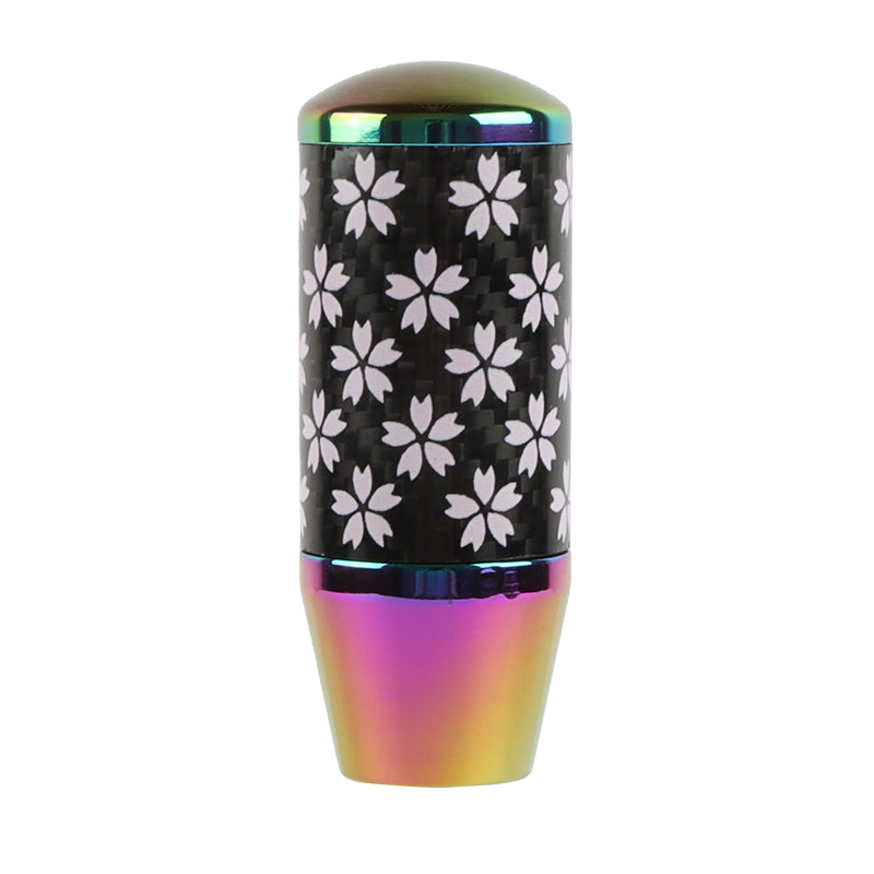 Brand New 9CM Universal Sakura Flower Neo Chrome Carbon Fiber Manual Gear Stick Shift Knob Lever Shifter M12 M10 M8