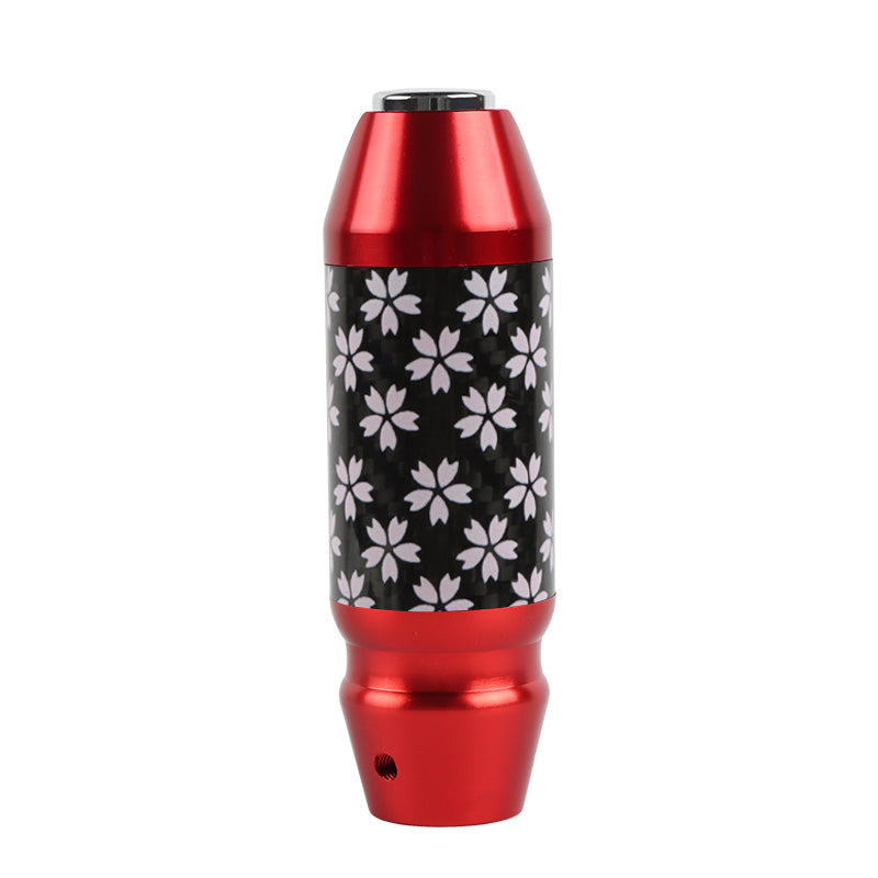 Brand New Universal Sakura Flower Real Carbon Fiber Red Aluminum Automatic Transmission Racing Gear Shift Knob