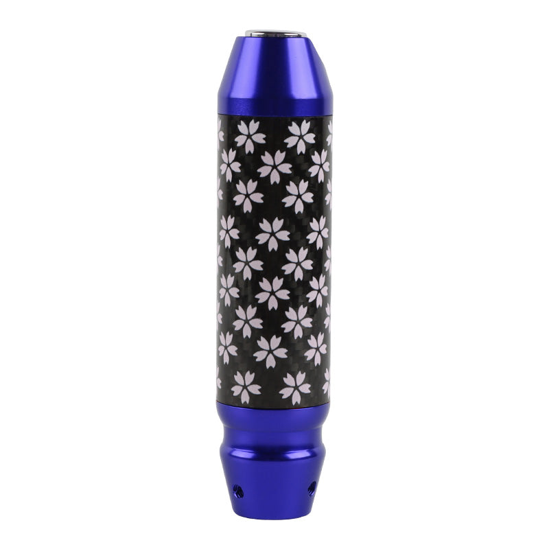 Brand New Sakura Flowers Universal Real Carbon Fiber Blue Aluminum Automatic Transmission Racing Gear Shift Knob